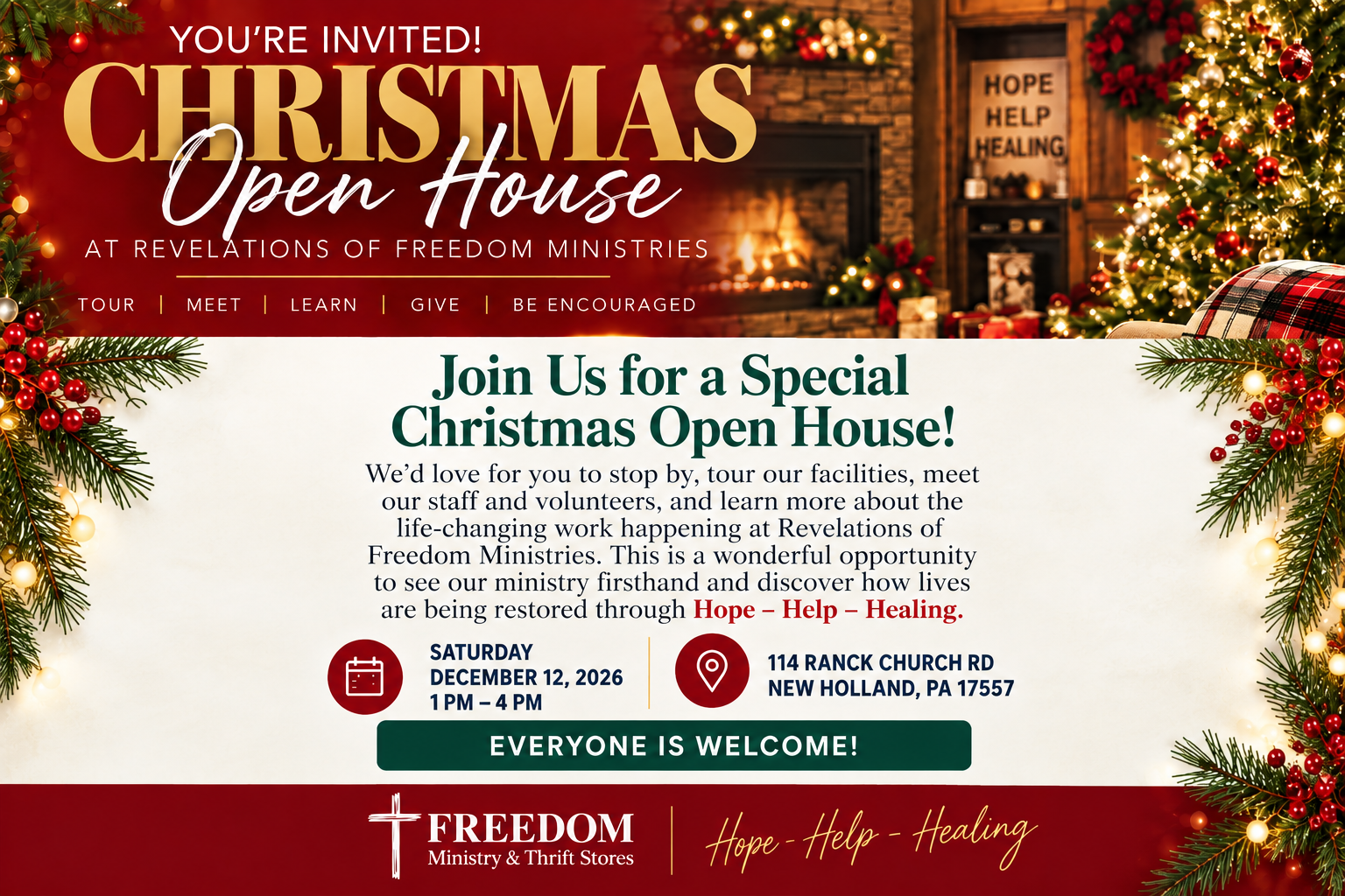 You’re Invited! Christmas Open House at Freedom Ministries